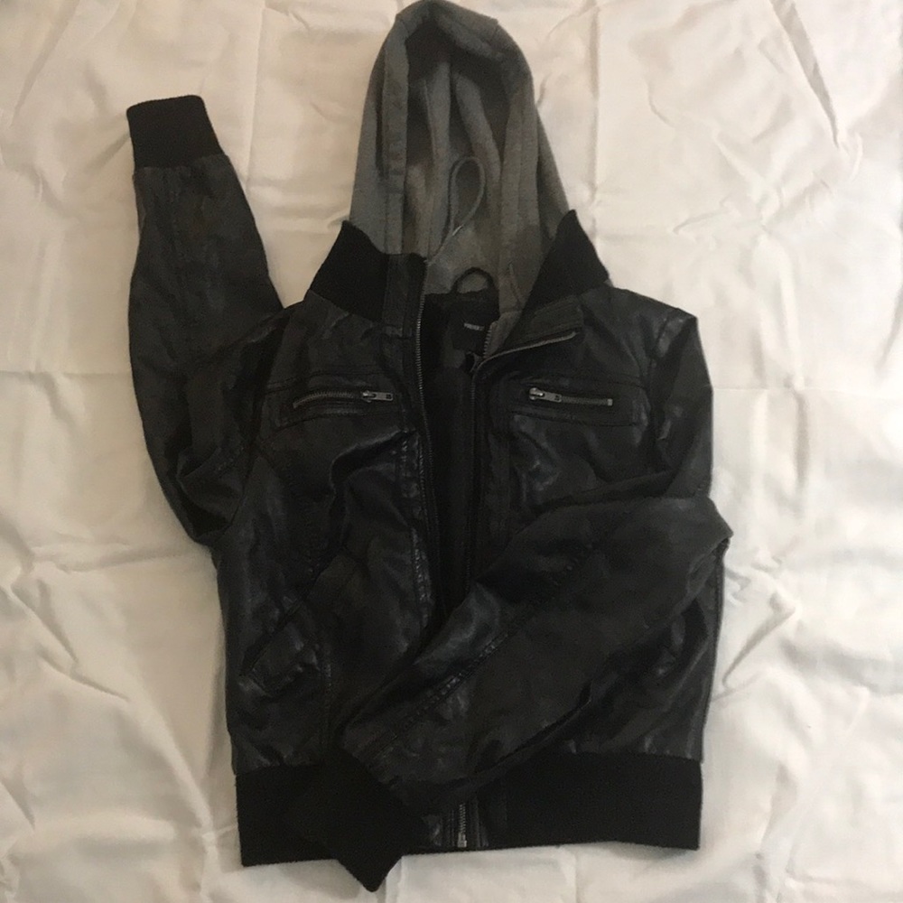 Forever 21 black pleather zip up jacket